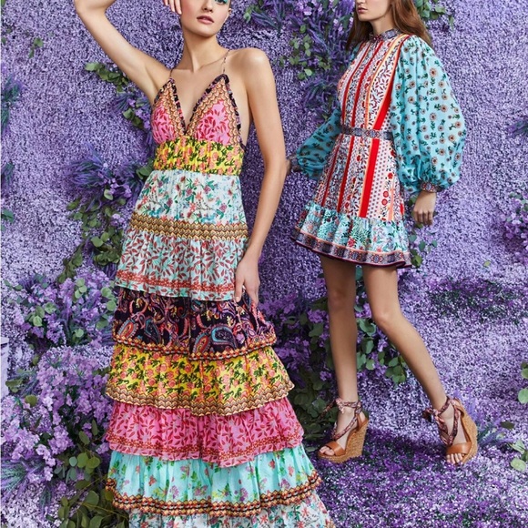 Alice + Olivia Raya Paloma Floral Puff Sleeve Dress - Picture 11 of 14